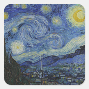 Starry Night & Van Gogh /famous vintage art Square Sticker