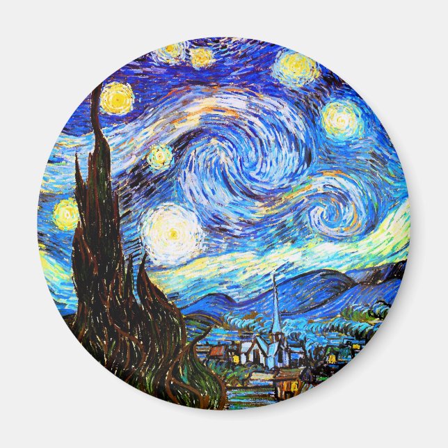 Starry Night Van Gogh Fine Art Magnet (Front)