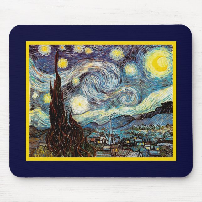 Starry Night Van Gogh Fine Art Mouse Mat (Front)