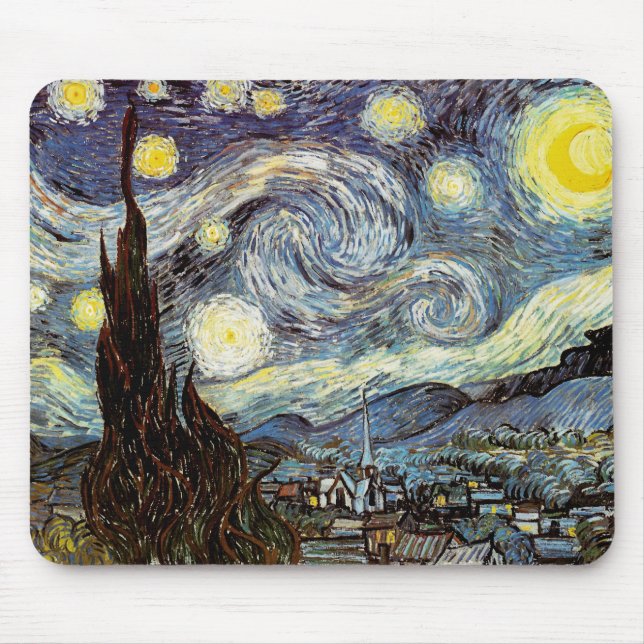 Starry Night Van Gogh Fine Art Mouse Mat (Front)