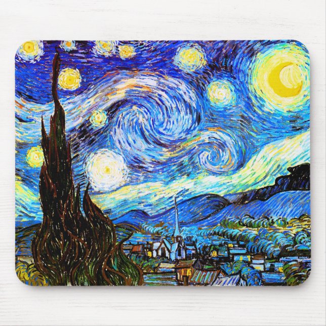 Starry Night Van Gogh Fine Art Mouse Mat (Front)