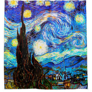 Starry Night Van Gogh Fine Art Shower Curtain
