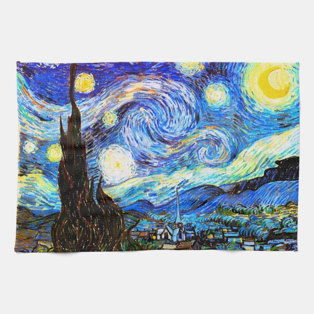 Starry Night Van Gogh Fine Art Tea Towel (Horizontal)