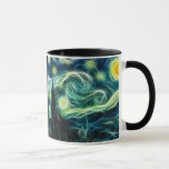 Starry Night Van Gogh Fractal art Mug<br><div class="desc">For more like this, visit About this design: The Starry Night is a painting by Dutch artist Vincent van Gogh, and depicts the view outside his sanitorium room window at night. Reportedly it was painted from memory during the day. Starry Night is typically considered Van Gogh's greatest and most recognisable...</div>