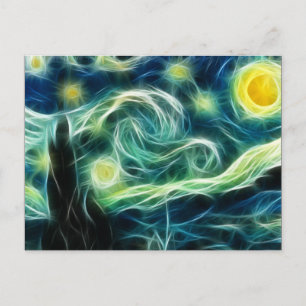 Starry Night Van Gogh Fractal art Postcard
