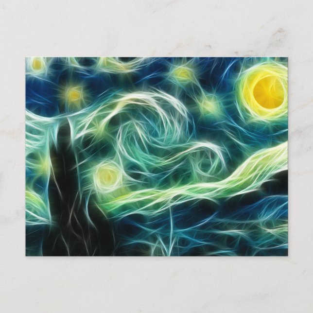 Starry Night Van Gogh Fractal art Postcard (Front)