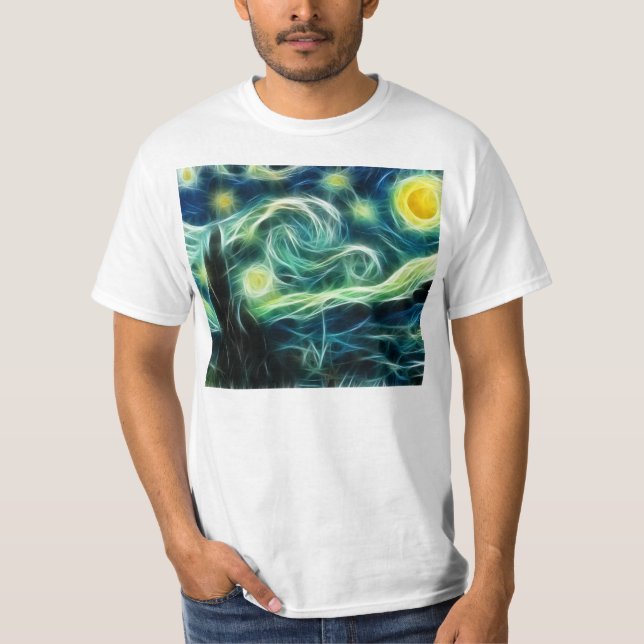 Starry Night Van Gogh Fractal Art T-Shirt (Front)