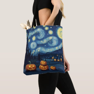 Starry Night Van Gogh Halloween Tote Bag