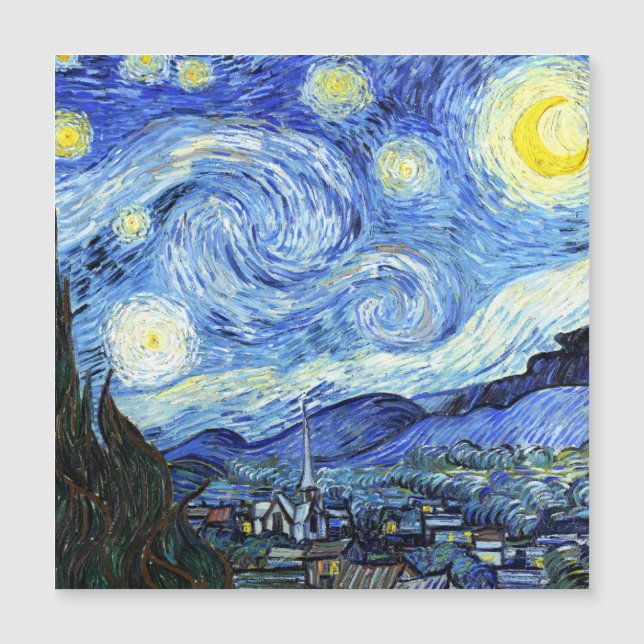 Starry Night Van Gogh Impressionism Magnet Card (Front)