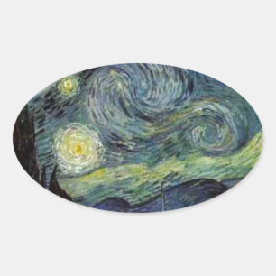 Starry Night - van Gogh Oval Sticker