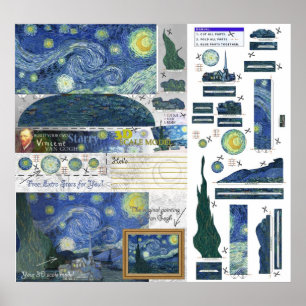 Starry Night Van Gogh Papercraft Poster Print