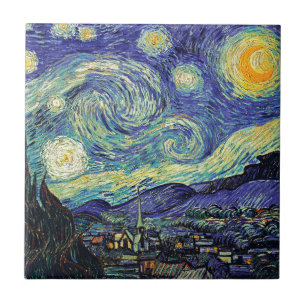 Starry Night Van Gogh Post-Impressionist Painting Tile