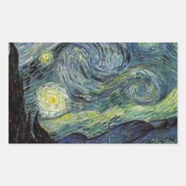 Starry Night - van Gogh Rectangular Sticker (Front)