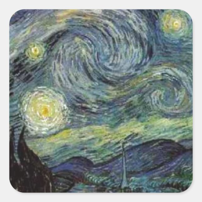 Starry Night - van Gogh Square Sticker (Front)