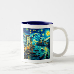 Starry Night Venice Italy Two-Tone Coffee Mug