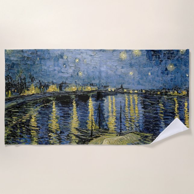  Starry Night  Vincent  van Gogh     Beach Towel (Front)