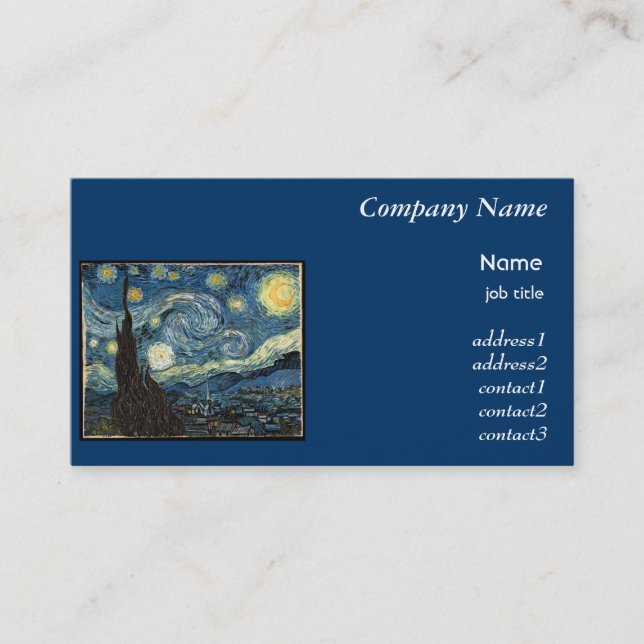 Starry Night, Vincent Van Gogh Business Card (Front)
