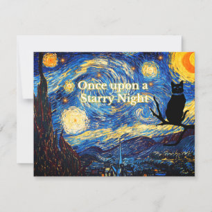 Starry Night Vincent van Gogh Cat Greeting Card