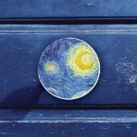 Starry Night Vincent van Gogh Ceramic Knob<br><div class="desc">A round ceramic knob with Starry Night (1889),  an oil painting by Vincent Van Gogh (1853-1890). Depicting the view outside the window from Van Gogh's room at the sanitorium in Saint-Remy-de-Provence,  Southern France. A swirling night sky with a crescent moon.</div>