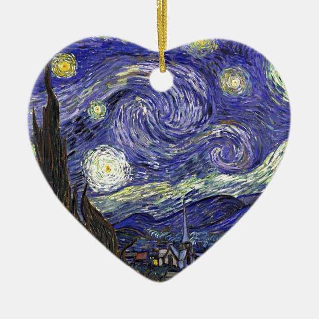 Starry Night, Vincent Van Gogh. Ceramic Tree Decoration (Front)