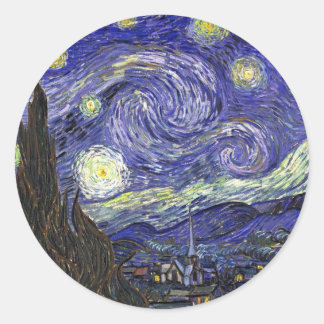 Starry Night, Vincent Van Gogh. Classic Round Sticker
