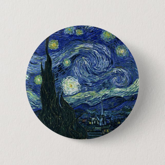Starry Night Vincent van Gogh Fine Art Painting 6 Cm Round Badge (Front)