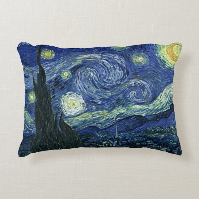 Starry Night Vincent van Gogh Fine Art Painting Decorative Cushion (Front)