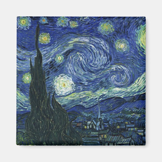 Starry Night Vincent van Gogh Fine Art Painting Magnet (Front)