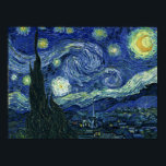 Starry Night Vincent van Gogh Fine Art Painting Poster<br><div class="desc">Vincent van Gogh (Dutch, 1853 - 1890) Starry Night, 1889, Oil on canvas Unframed: 73 × 92 cm (28.7 × 36.2 in) This painting depicts the view from the east facing window of Van Gogh's asylum room at Saint-Rémy-de-Provence, he added an idealised village. It has been in the permanent collection...</div>