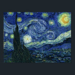 Starry Night Vincent van Gogh Fine Art Painting Poster<br><div class="desc">Vincent van Gogh (Dutch, 1853 - 1890) Starry Night, 1889, Oil on canvas Unframed: 73 × 92 cm (28.7 × 36.2 in) This painting depicts the view from the east facing window of Van Gogh's asylum room at Saint-Rémy-de-Provence, he added an idealised village. It has been in the permanent collection...</div>