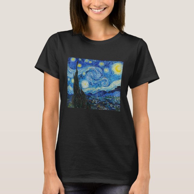 Starry Night Vincent van Gogh Fine Art Painting T-Shirt (Front)