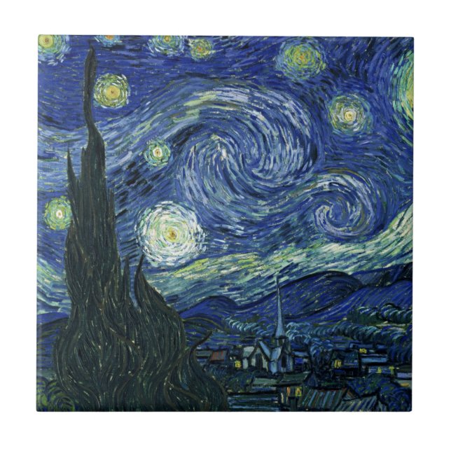 Starry Night Vincent van Gogh Fine Art Painting Tile (Front)