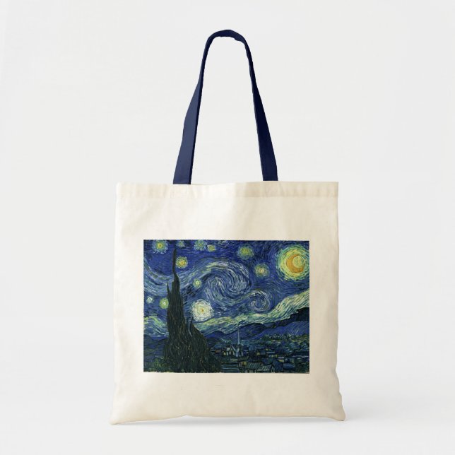 Starry Night Vincent van Gogh Fine Art Painting Tote Bag (Front)