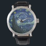 Starry Night Vincent van Gogh Fine Art Painting Watch<br><div class="desc">Vincent van Gogh (Dutch, 1853 - 1890) Starry Night, 1889, Oil on canvas Unframed: 73 × 92 cm (28.7 × 36.2 in) This painting depicts the view from the east facing window of Van Gogh's asylum room at Saint-Rémy-de-Provence, he added an idealised village. It has been in the permanent collection...</div>