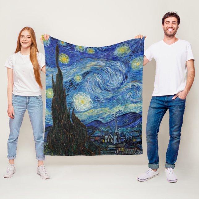 Starry Night, Vincent van Gogh Fleece Blanket (In Situ)