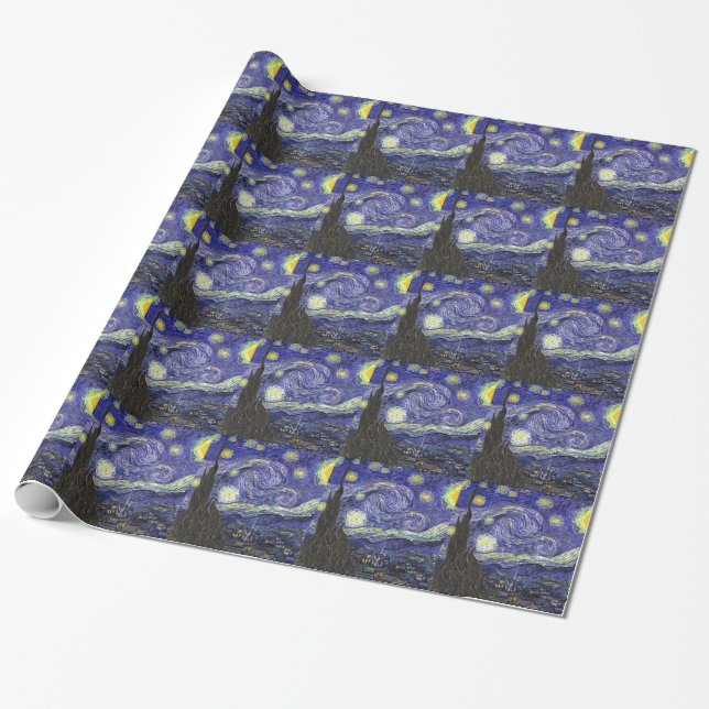 Starry Night, Vincent van Gogh gift Wrapping Paper (Unrolled)