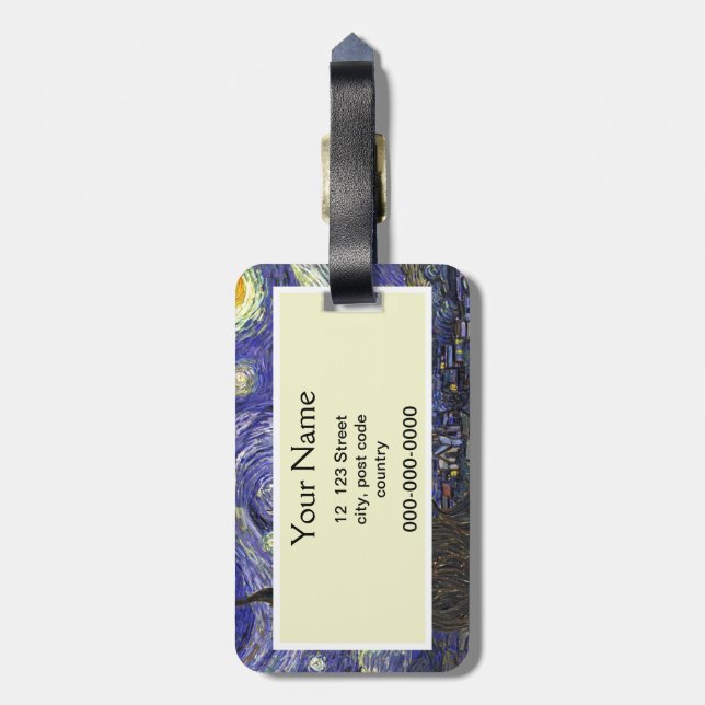 Starry Night, Vincent Van Gogh. Luggage Tag (Back Vertical)