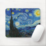 Starry Night | Vincent Van Gogh Mouse Mat<br><div class="desc">Starry Night (1889) by Dutch artist Vincent Van Gogh. Original artwork is an oil on canvas depicting an energetic post-impressionist night sky in moody shades of blue and yellow. 

Use the design tools to add custom text or personalise the image.</div>