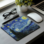 Starry Night | Vincent van Gogh Mouse Mat<br><div class="desc">Starry Night (1889) by Dutch artist Vincent Van Gogh. Original artwork is an oil on canvas depicting an energetic post-impressionist night sky in moody shades of blue and yellow. 

Use the design tools to add custom text or personalize the image.</div>
