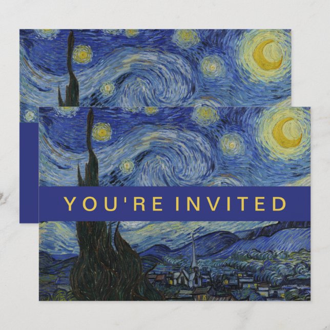 Starry Night Vincent van Gogh Painting Invitation (Front/Back)