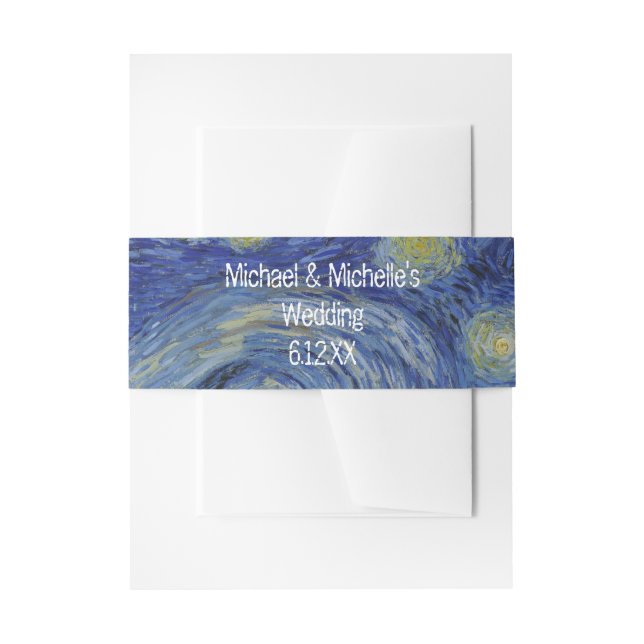 Starry Night Vincent van Gogh Personalised Invitation Belly Band (Front Example)