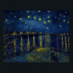 Starry Night, Vincent van Gogh Poster<br><div class="desc">Vincent Willem van Gogh (30 March 1853 – 29 July 1890) was a Dutch post-impressionist painter who is among the most famous and influential figures in the history of Western art. In just over a decade, he created about 2, 100 artworks, including around 860 oil paintings, most of which date...</div>