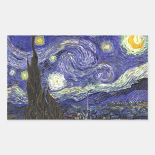 Starry Night, Vincent Van Gogh. Rectangular Sticker