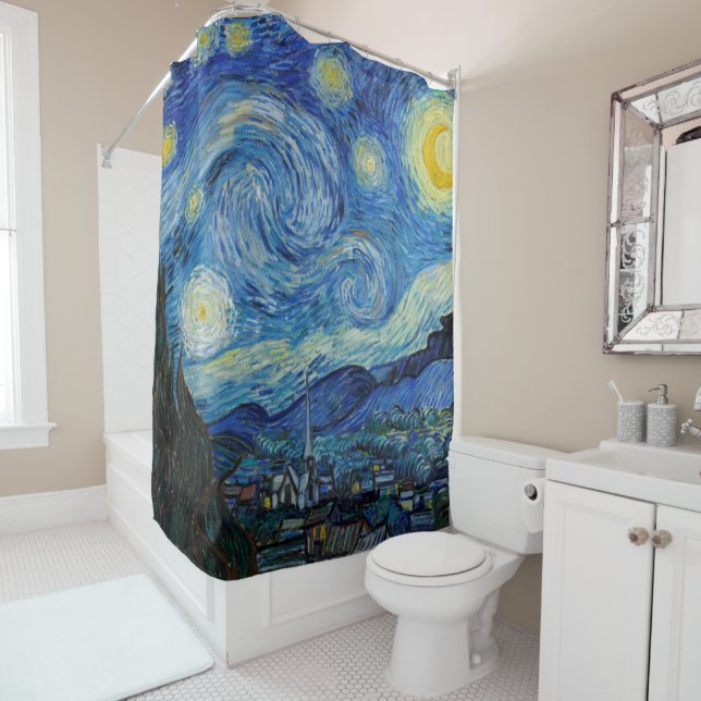 Starry Night | Vincent van Gogh Shower Curtain (In Situ)