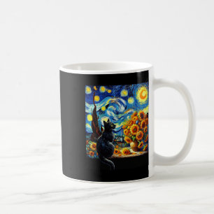 Starry Night Vincent Van Gogh Sunflowers Cat Lover Coffee Mug