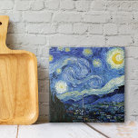 Starry Night Vincent van Gogh Tile<br><div class="desc">Decorative ceramic tile with Starry Night (1889),  a post-impressionist oil painting by Vincent van Gogh (1853-1890). A painting depicting the view outside the window from Van Gogh's room at the sanitorium in Saint-Remy-de- Provence,  Southern France.</div>