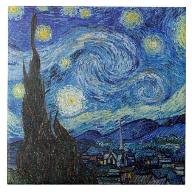 Starry Night, Vincent van Gogh Tile (Front)