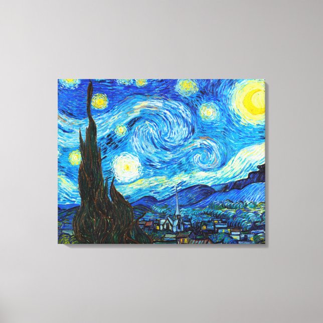 Starry Night Vincent Van Gogh vibrant painting Canvas Print (Front)