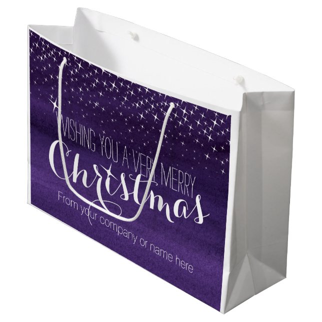 Starry night watercolor Christmas large gift bags (Front Angled)