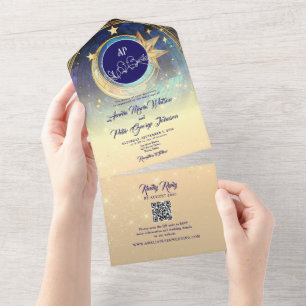 Starry Night Wedding All In One Invitation